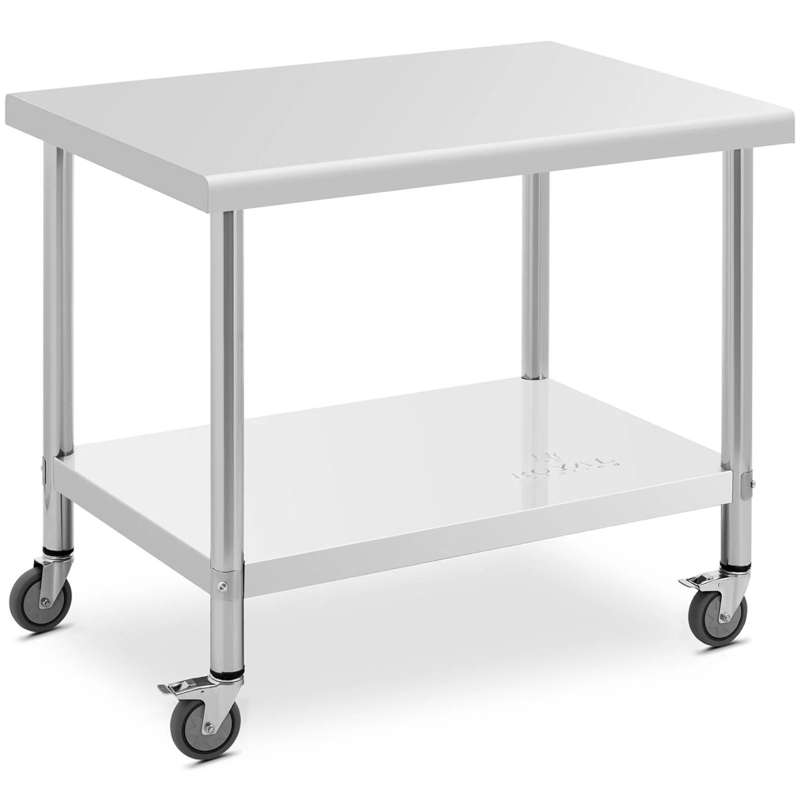 Kovový gastronomický stůl na kolečkách s policí Ocel 70 x 100 cm