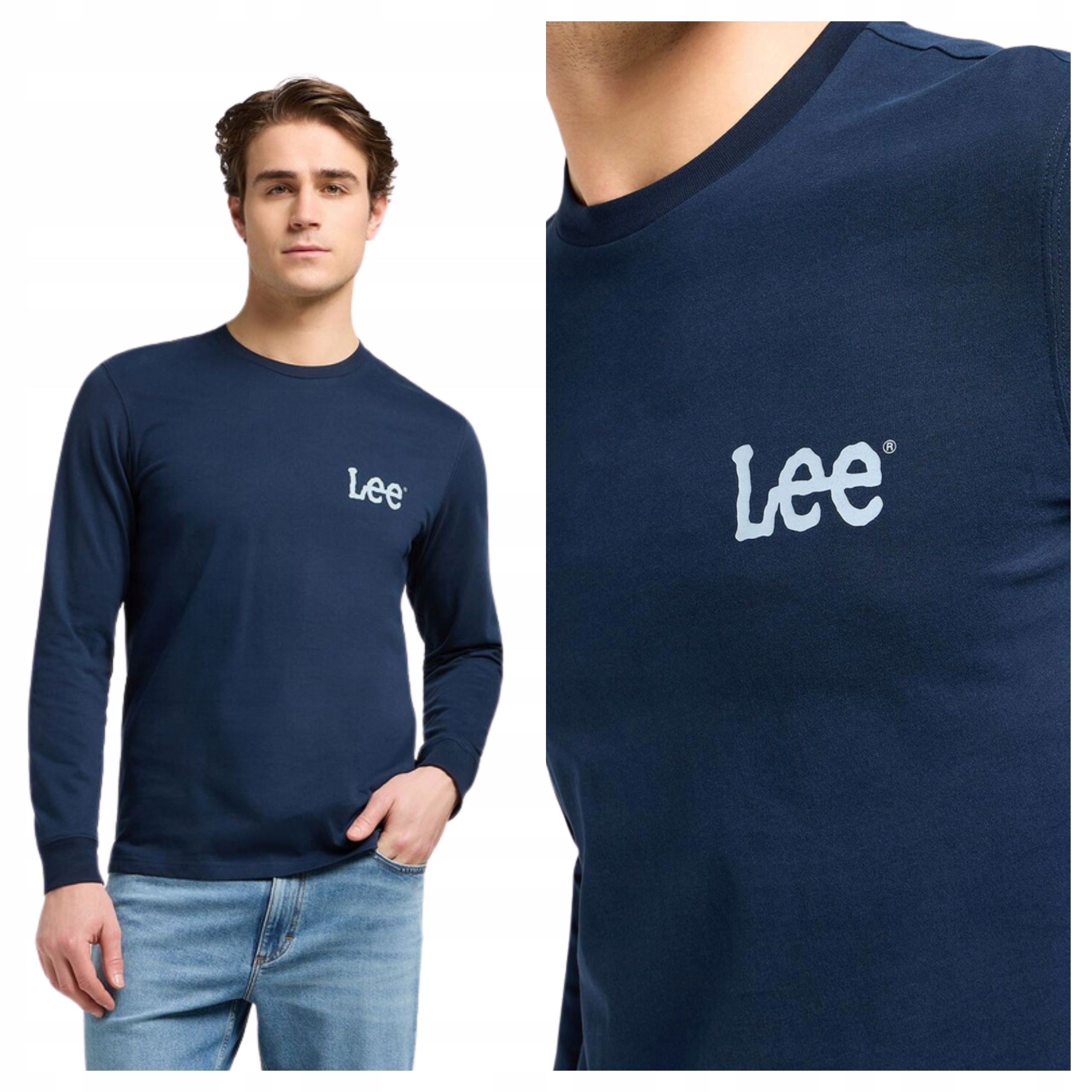 Tričko Lee Wobbly Tee s dlouhým rukávem, tmavě modré, velikost M