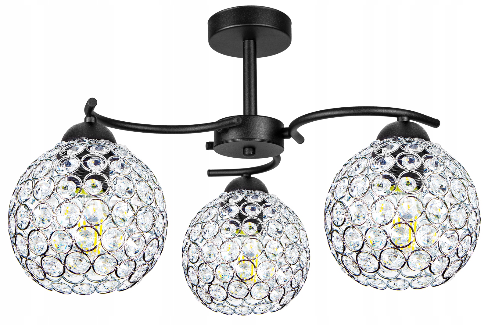 

Lampa Wisząca Plafon Żyrandol Kryształ Kule Chrom