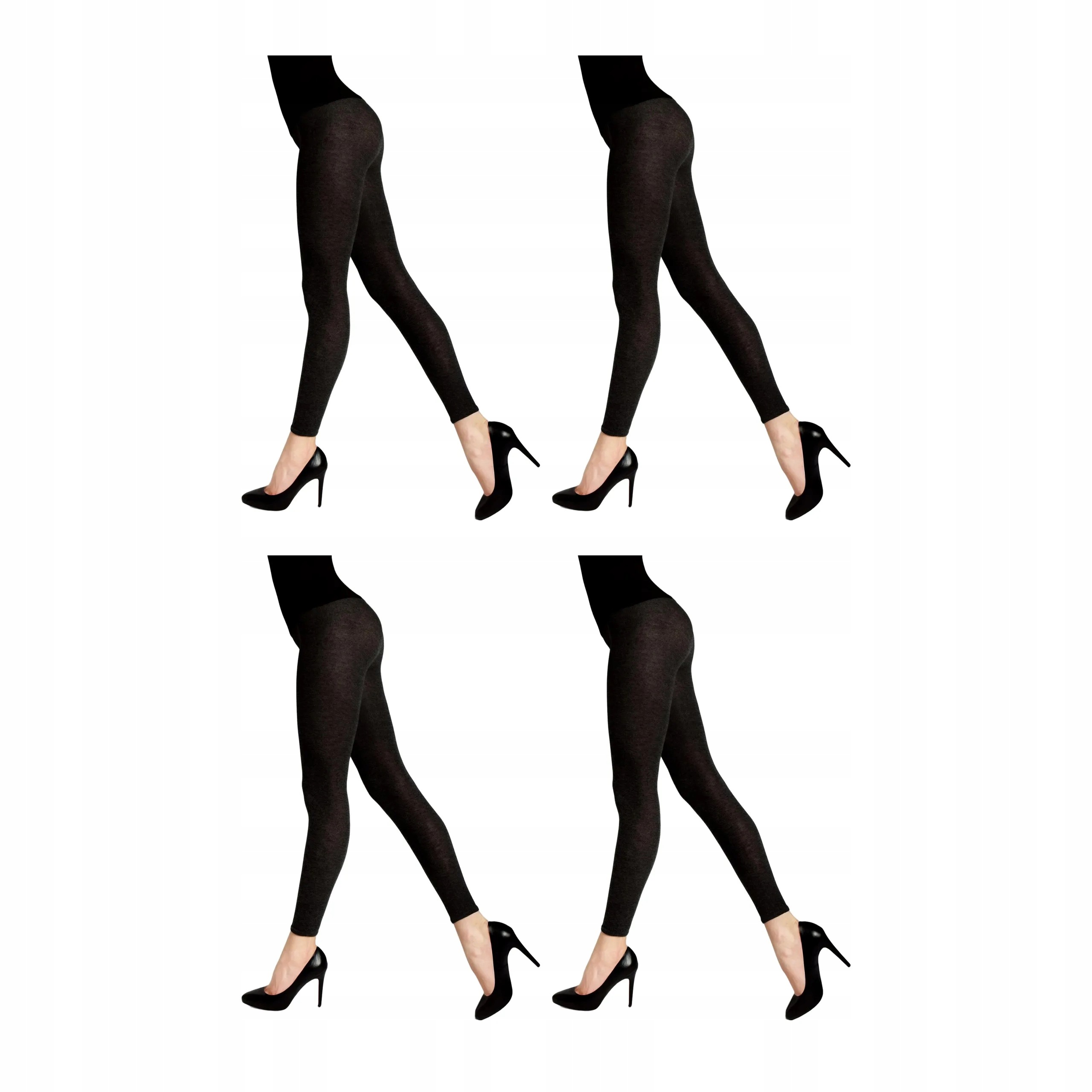 4 páry Dámské bavlněné legíny s vlnou 608 Cotton Legs 4x Černá 2-S