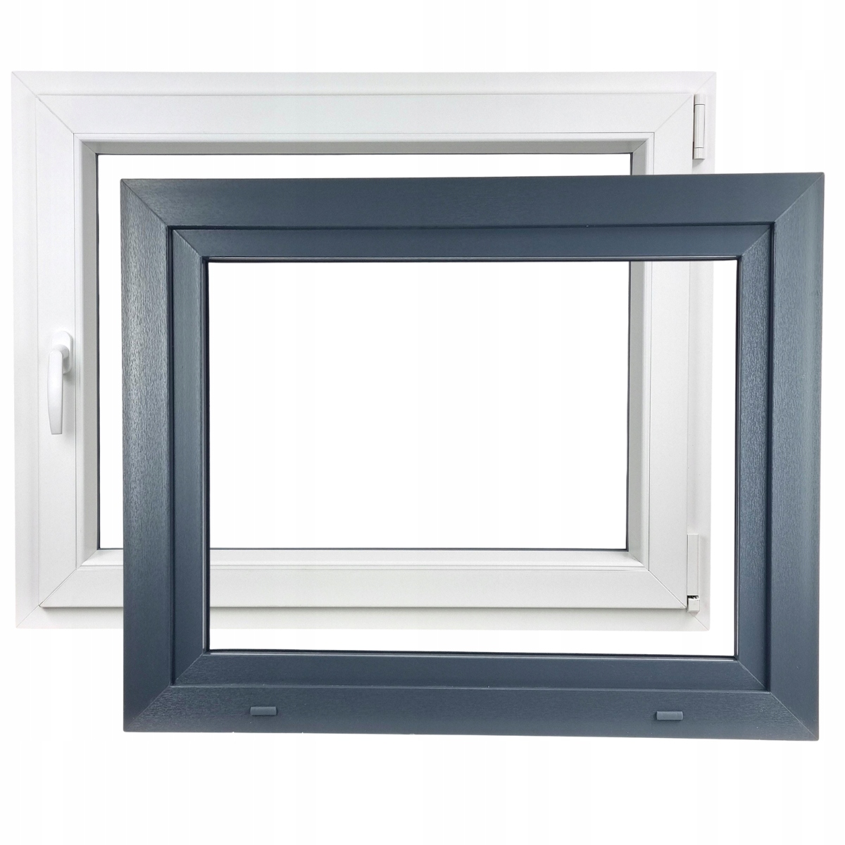 Alucon Okno Pcv 700 x 600 mm 70x60 cm Zewnętrzny Antracyt Prawe