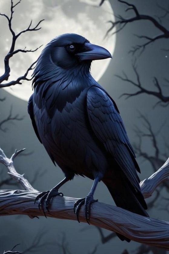 Diamantová výšivka Halloween Havran Černý Pták Les Noc Měsíc Stromy 40x60 cm