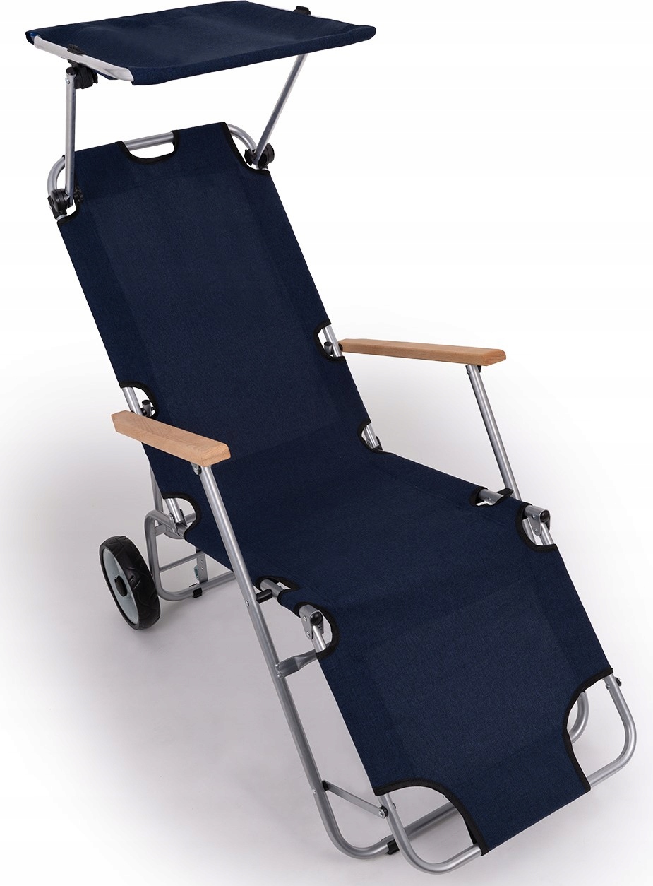 Leżak Na Kółkach Daszek Ogrodowy Plażowy Fotel Składany Tarasowy