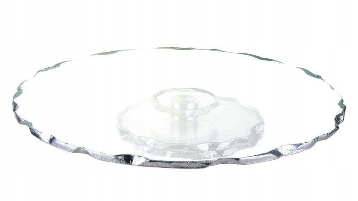 

Patera szklana srebrna talerz 33 cm na nóżce szkło