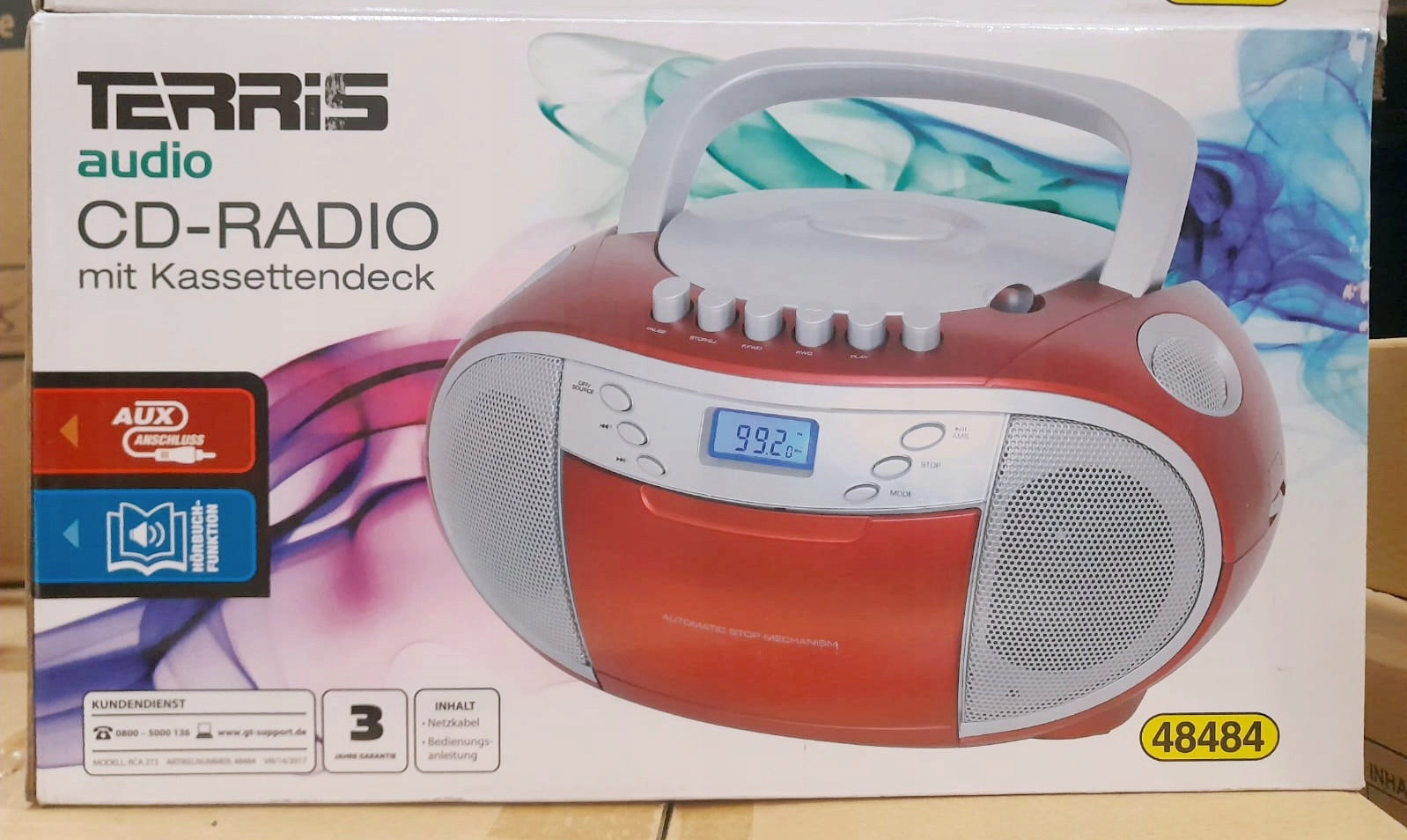 BOOMBOX radio TERRIS CD AUX magnetofon RADIOODTWARZACZ KASETA 3 kolory Komunikacja brak