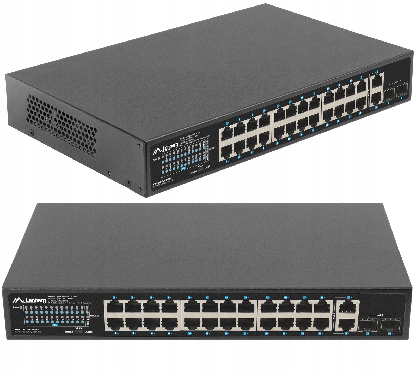 Switch Poe 24 Port Rack 1GB POE+/2XGB 2X Sfp 19 Cali 250W Gigabit Ethernet