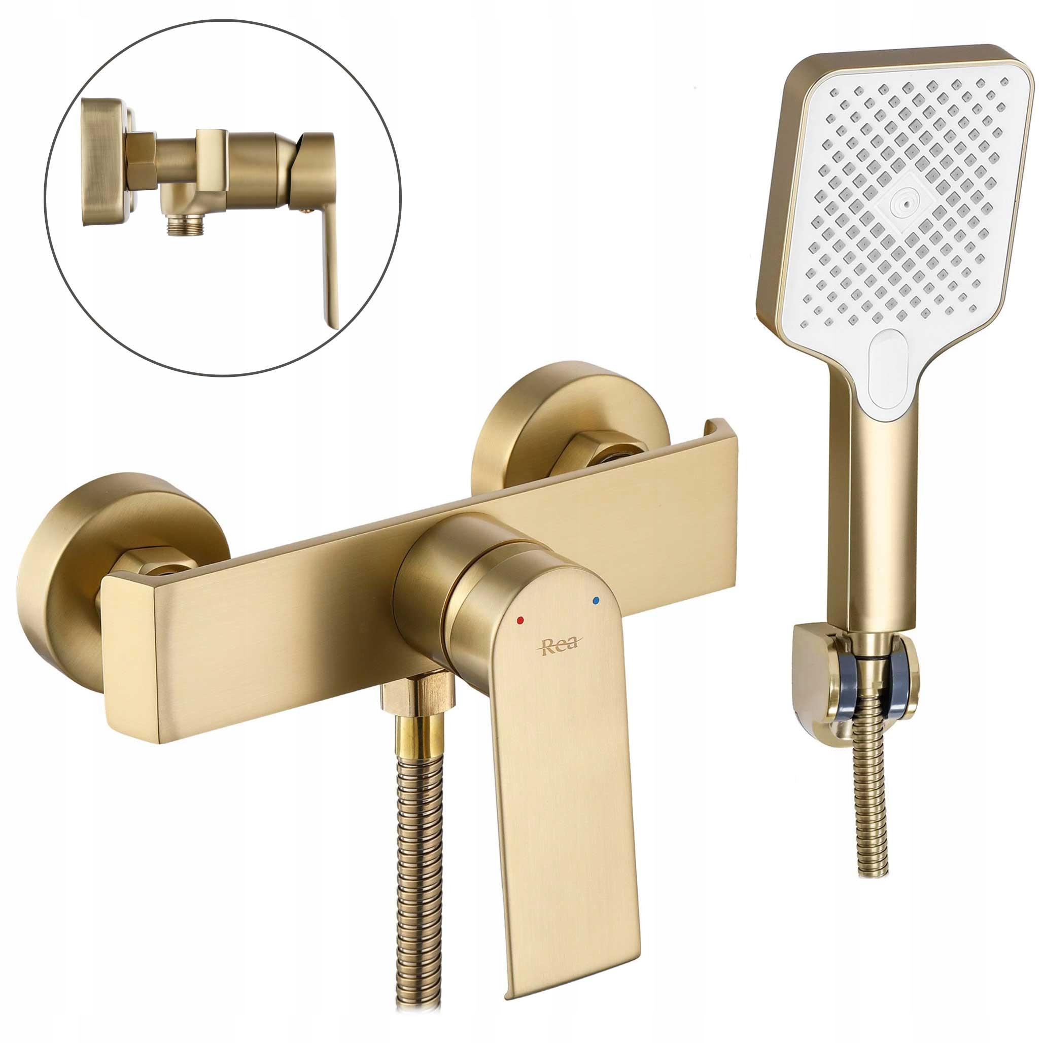 Nástenná sprchová batéria Hass Slúchadlo Hadica Zlatá Kartáčovaná