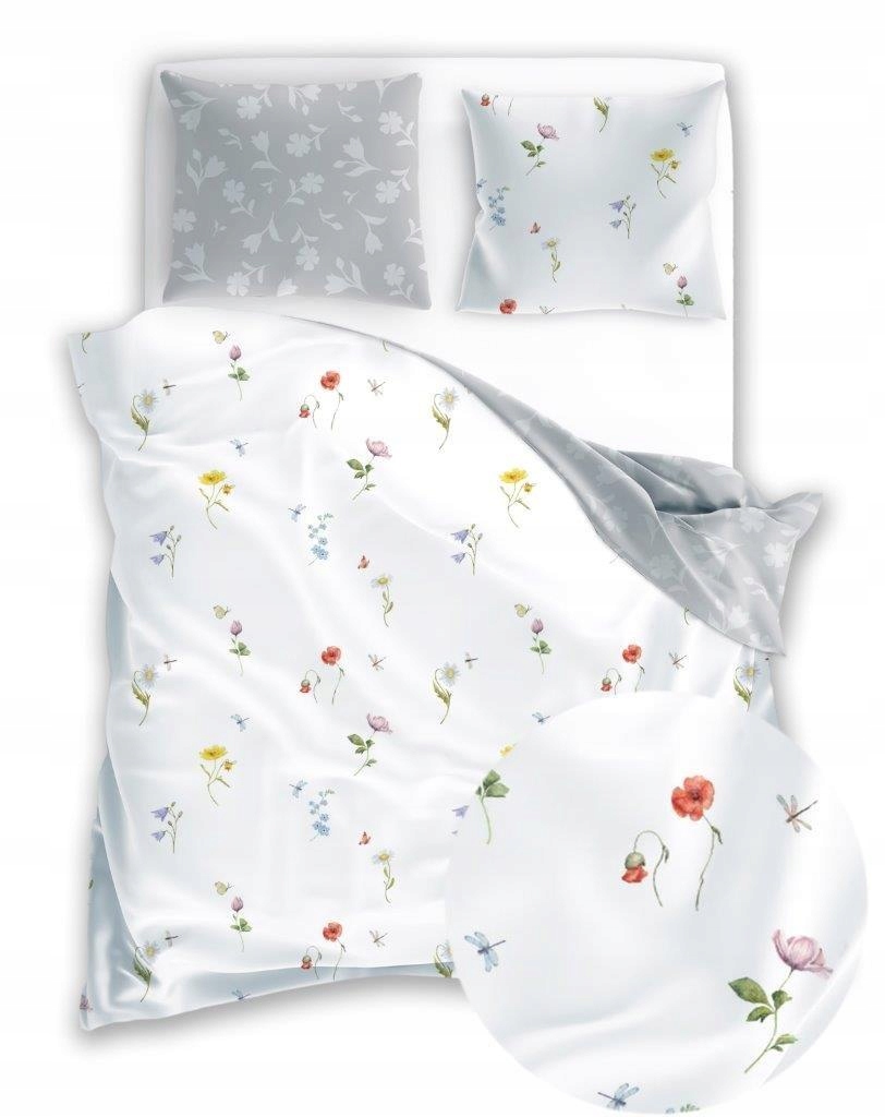 Elegantná Biela Posteľná Bielizeň Delikátna Lúka Poľné Kvety Maki Provence 220x200