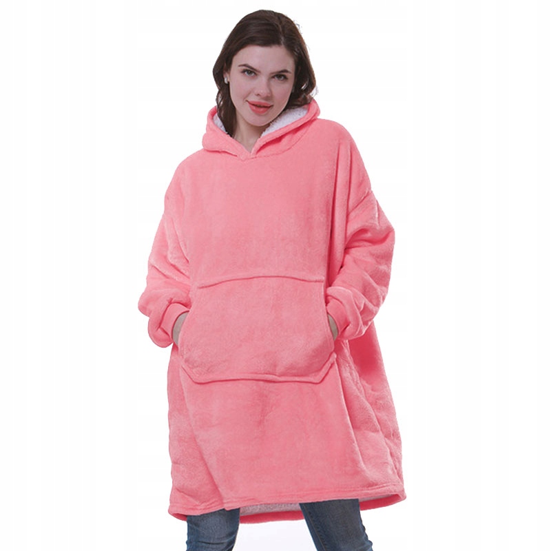 

Ciepła Bluza Koc Oversize Futrzak Z Kapturem 2W1