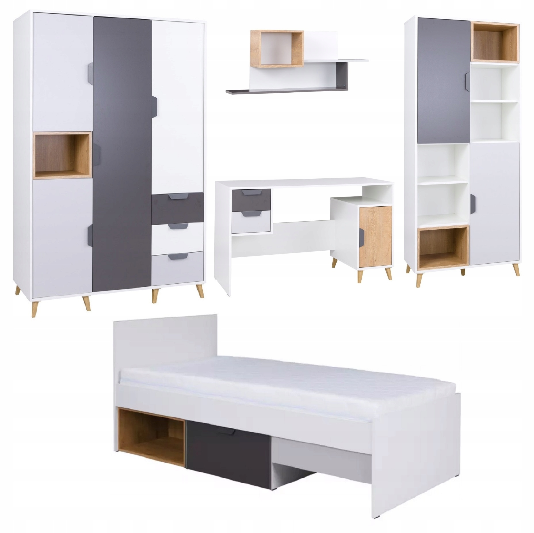 Zestaw Mebli DZIECIĘCYCH MŁODZIEŻOWYCH JAŚ z Łóżko