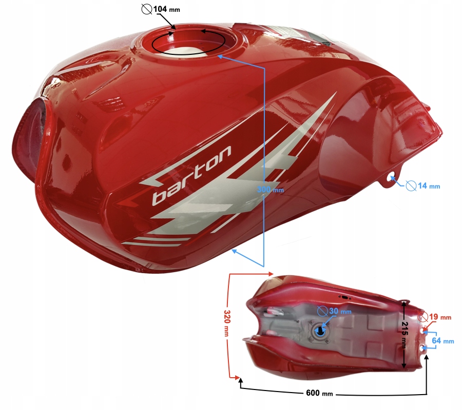 Zbiornik paliwa bak czerwony fighter 2 MotoGeneric