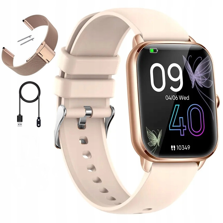 SMARTWATCH ELEGANCKI ZEGAREK DAMSKI ROZMOWY MENU PL BRANSOLETKA + pasek