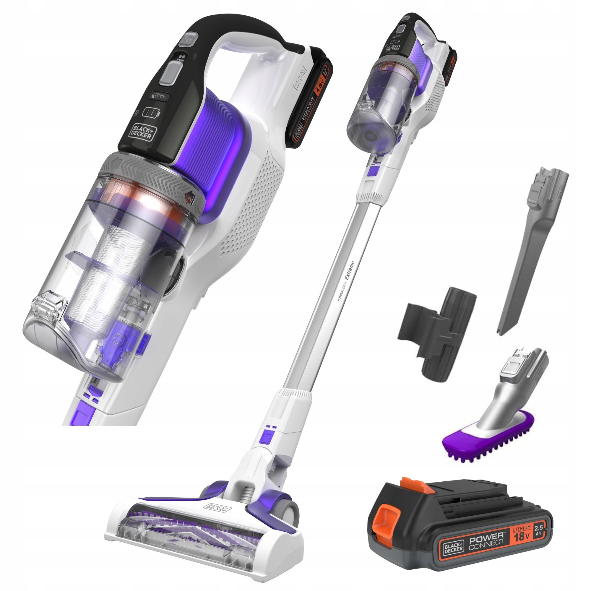 Odkurzacz pionowy ręczny 18V 4w1 Aku 2,5Ah Black Decker BHFEV1825CP