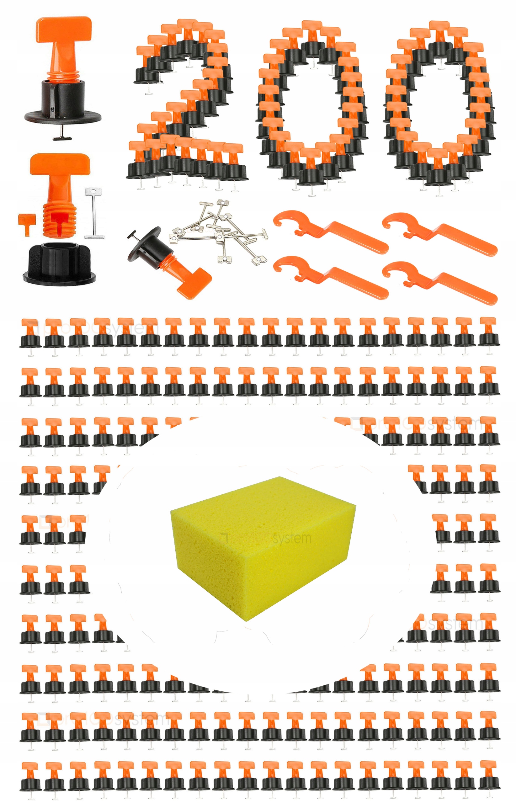 201szt SYSTEM POZIOMOWANIA PŁYTEK KLIPSY WIELOKROTNEGO UŻYTKU WYMIENNE IGŁY
