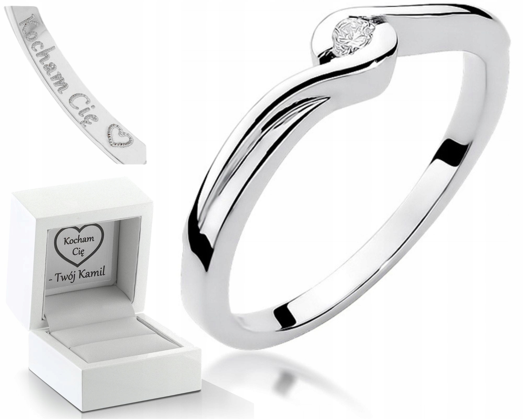 Prstýnek S Briliantem Bílé Zlato Gravírování Bonus