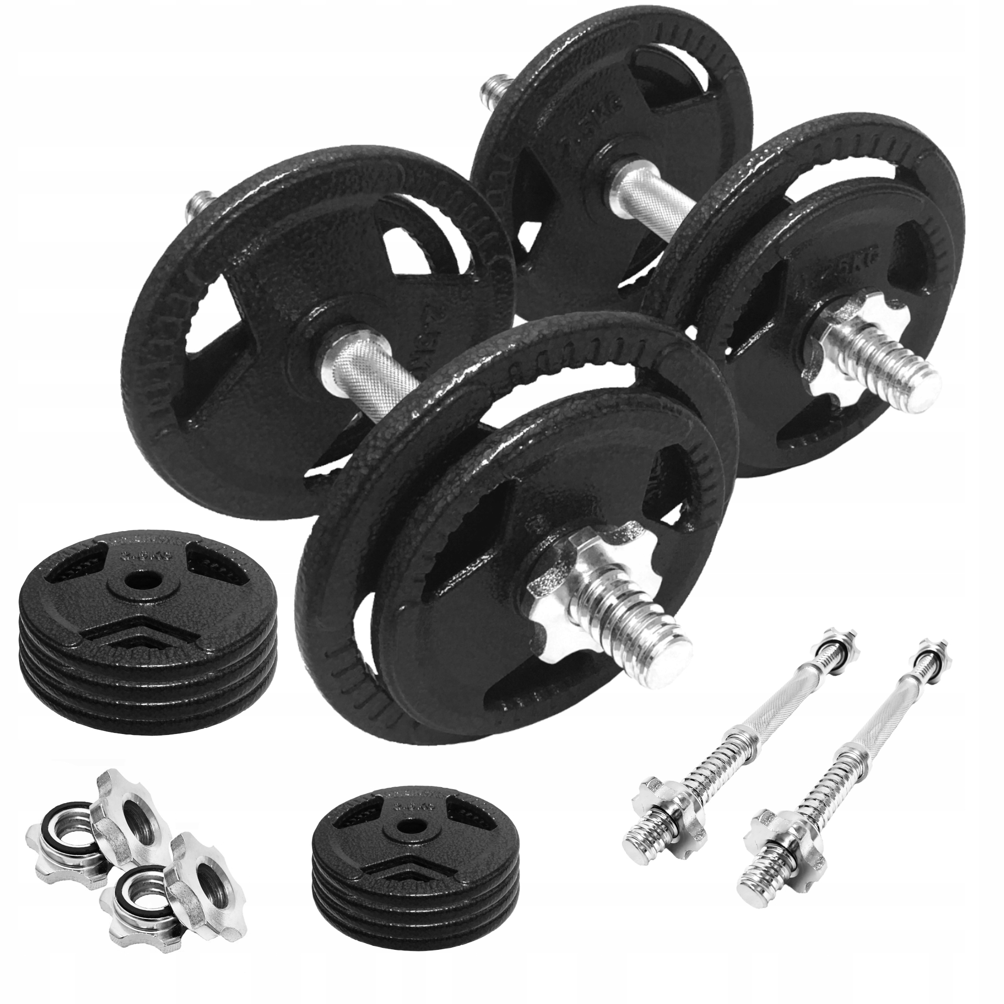 Hantle Żeliwne Regulowane Zestaw 2x10kg gryf 36cm Talerze zestaw 20kg