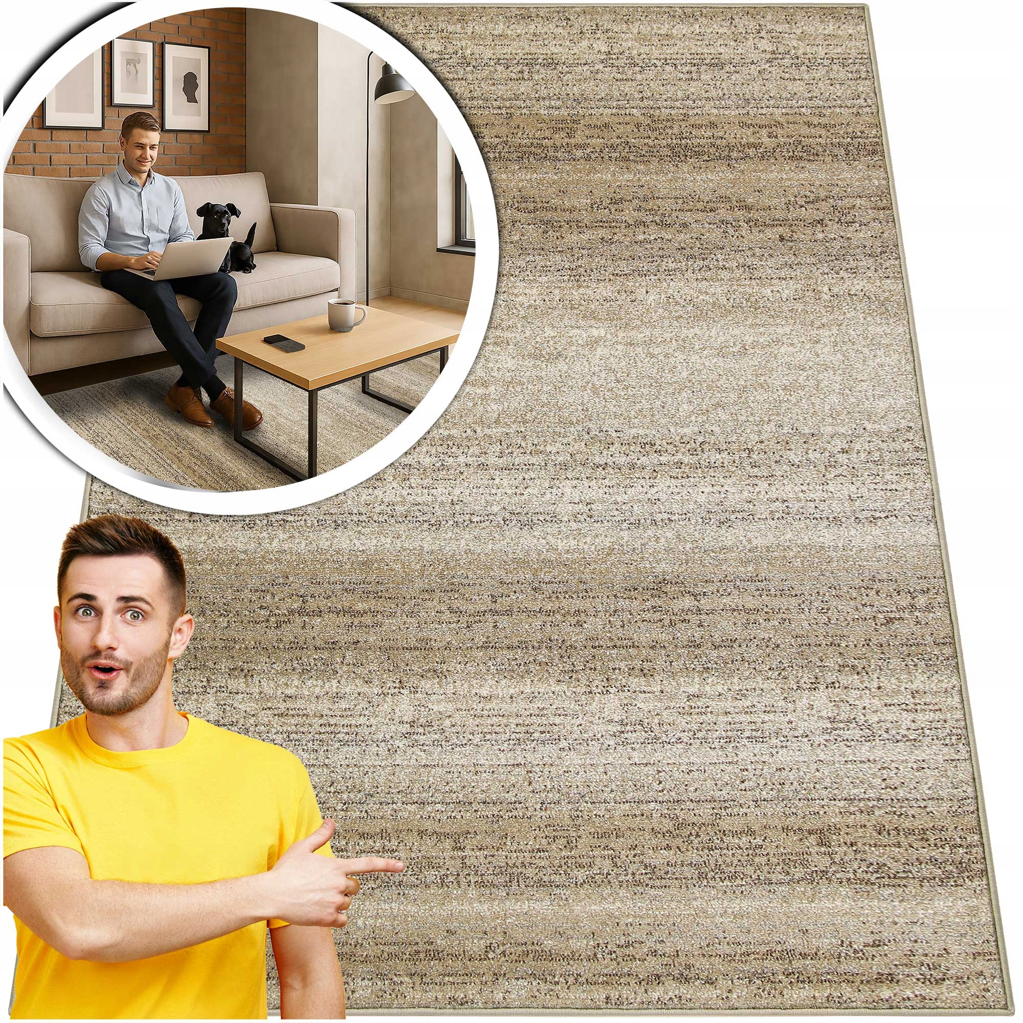 Koberec Do Obývacího Pokoje Béžový Koberec Do Ložnice Pokoje Hnědý Adventure 180x250