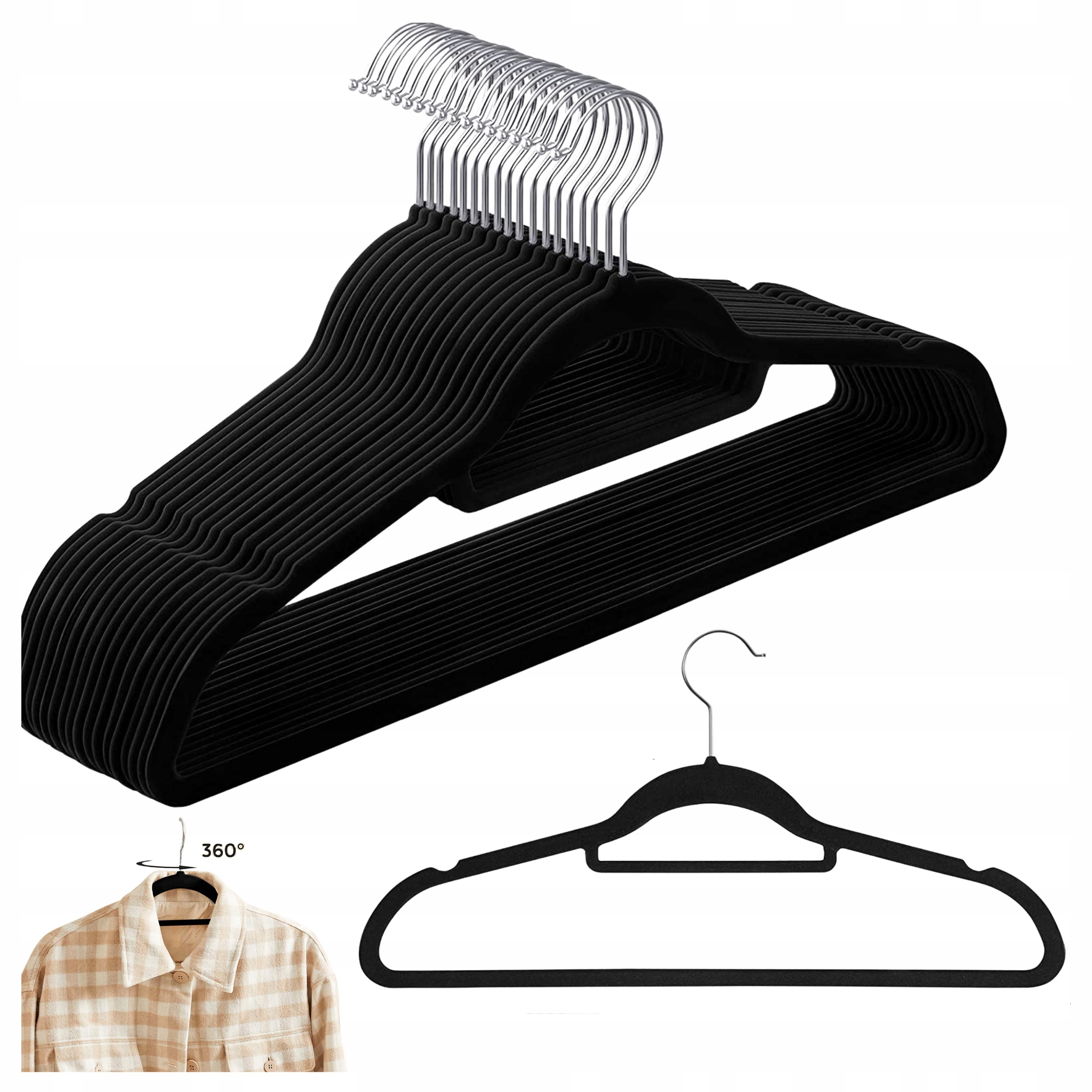 Věšáky na oblečení Velurové Velurový Věšák Do Skříně Protiskluzové 50 Ks