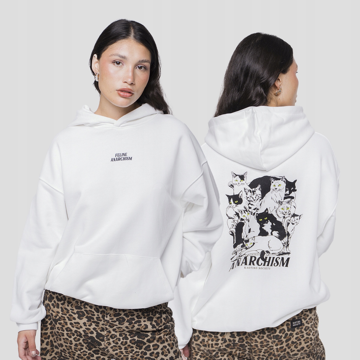Mikina s kapucí Koatiko Anarchism Organic Cotton L, Bílá, Městská