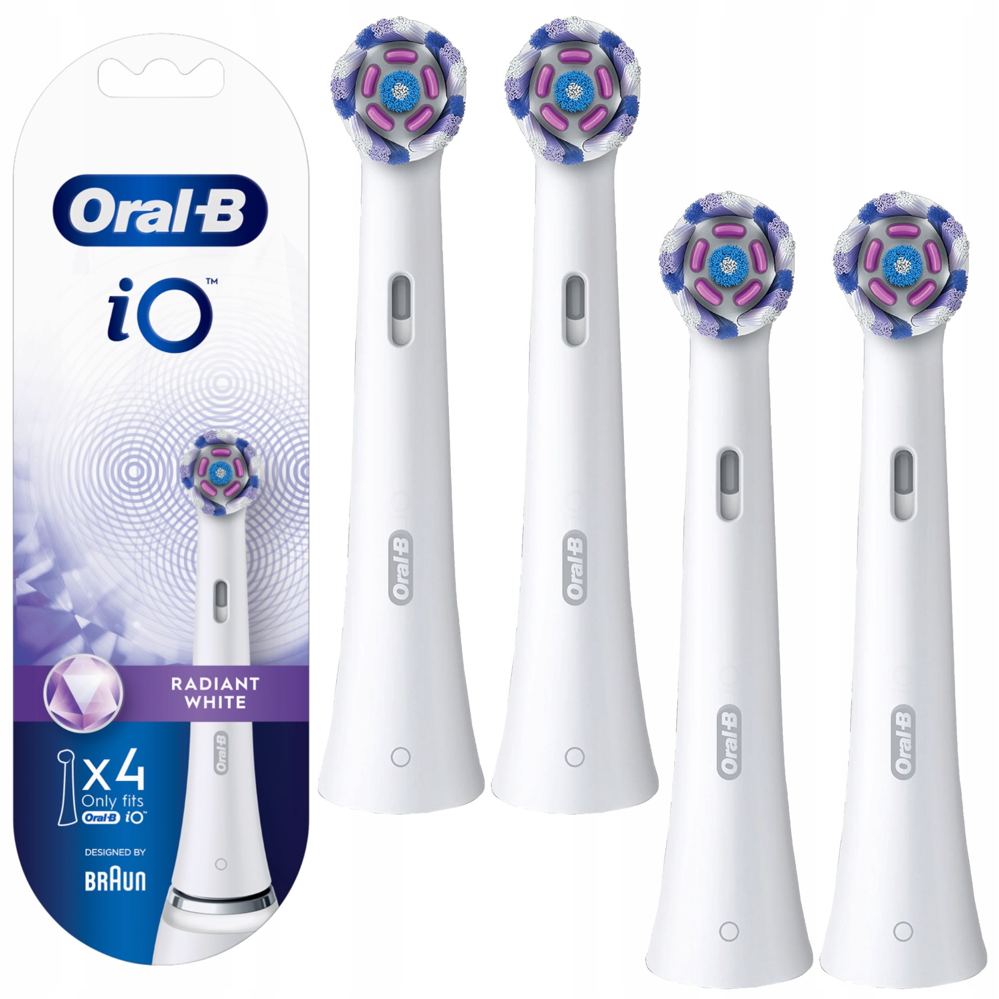 Oryginalna Końcówka do Szczoteczki Oral-B iO Radiant White WW-4 Biała 4-pak