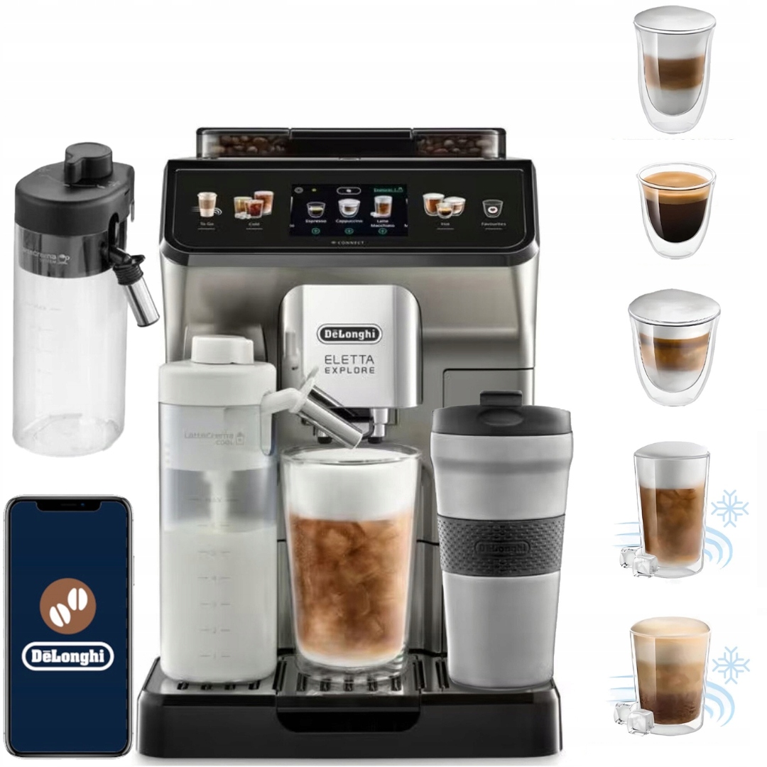 Ekspres Ciśnieniowy Delonghi Eletta Explore Cold Brew Zestaw Kubek X50 Kaw
