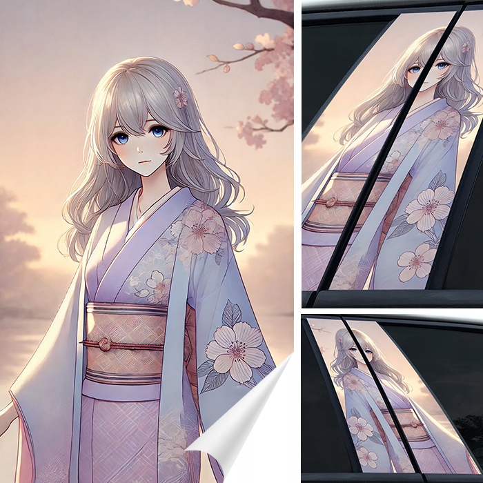 2xNÁLEPKA na sloupek Sloupky dveří auta Japonsko Anime Manga 50x30