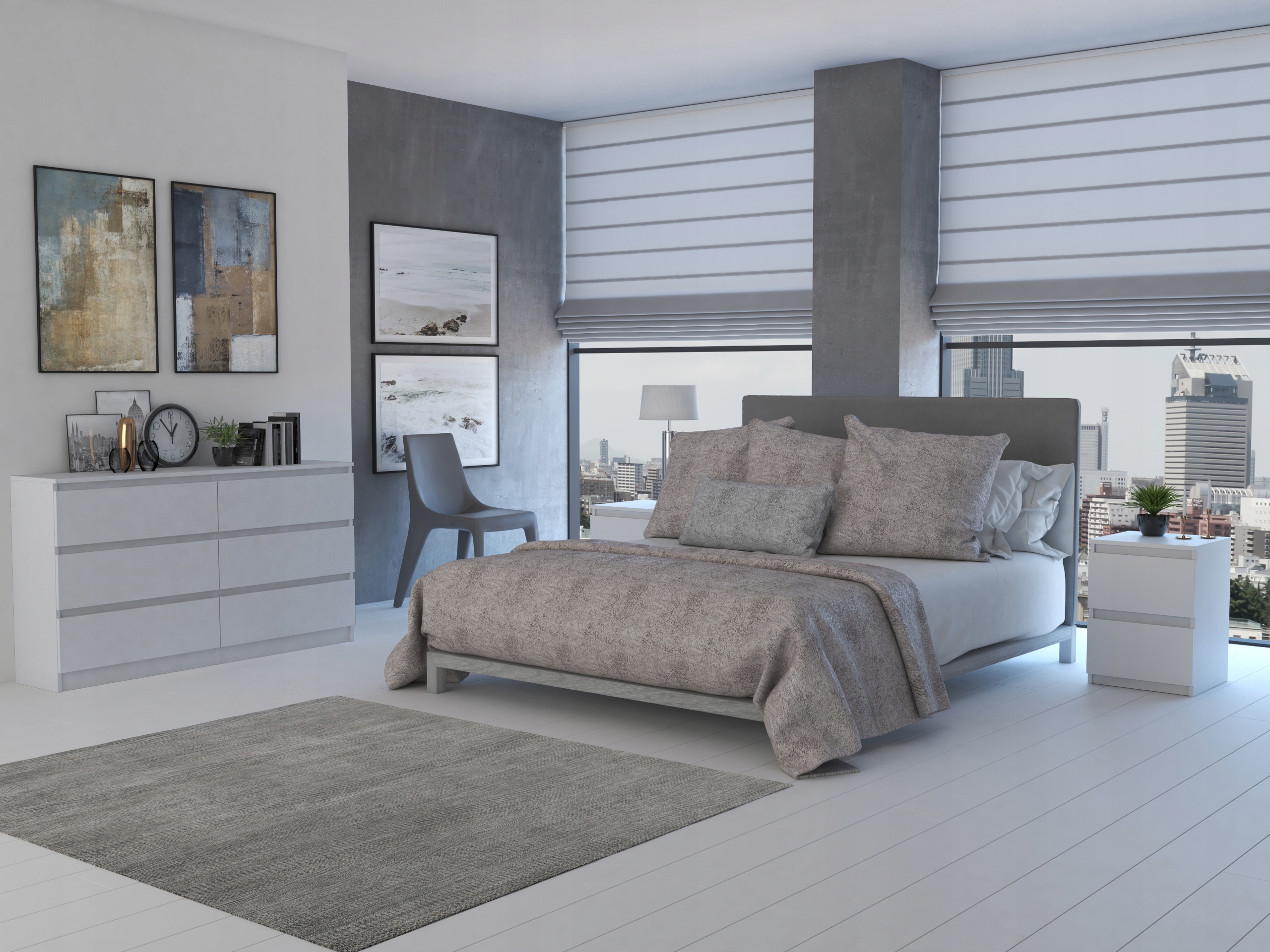 KOMODA 140 CM BIAŁA SZAFKA 6 SZUFLAD SYPIALNIA Liczba szuflad 6