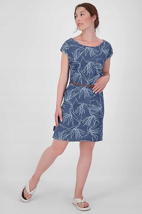 Alife & Kickin Šaty Tmavě Modrá S Bílým Vzorem A Páskem XL 6EA