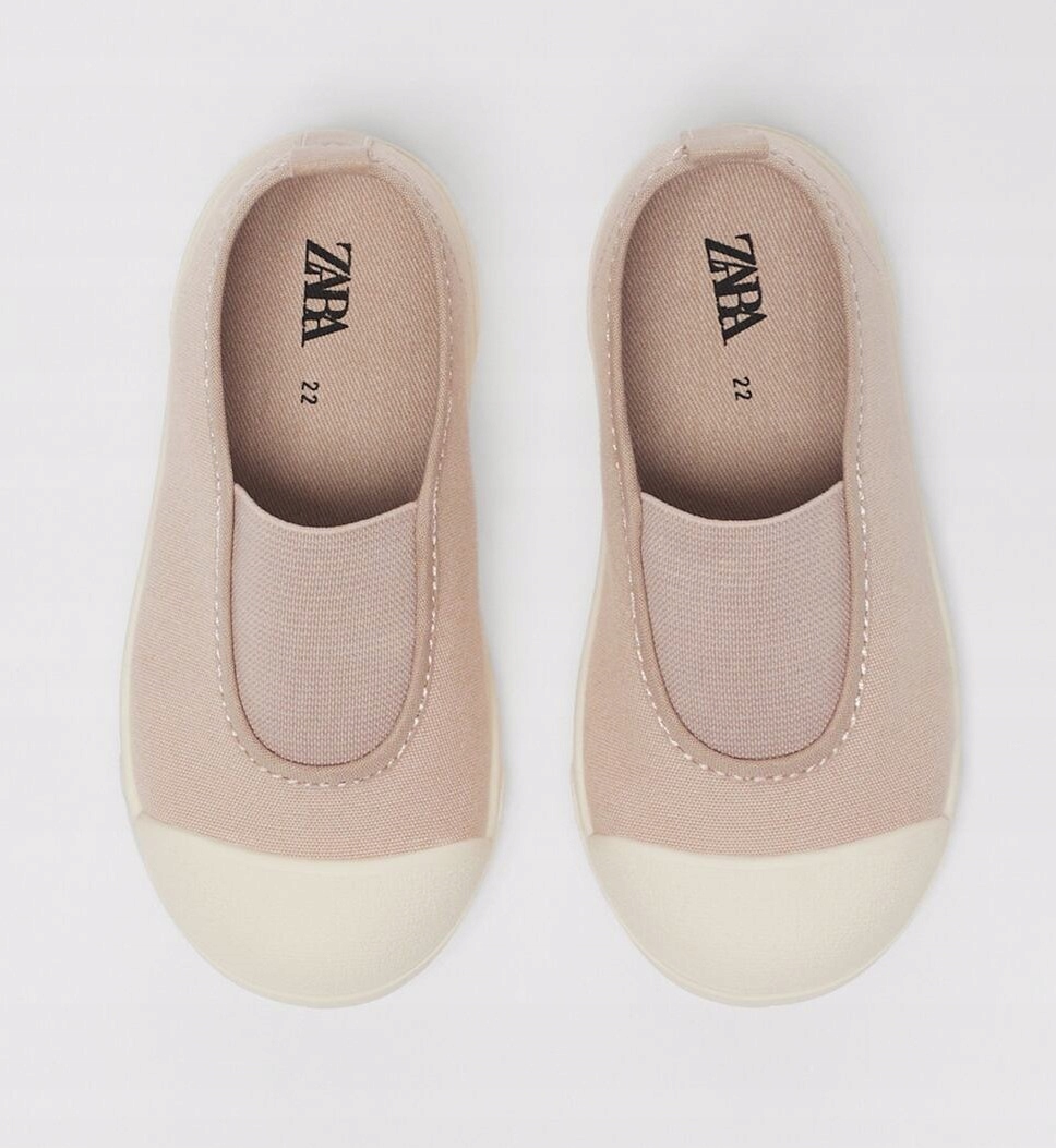 Zara BAWEŁNIANE TENISÓWKI tramskie dziewczęce 24 pudrowy róż wsuwane Rozmiar 24