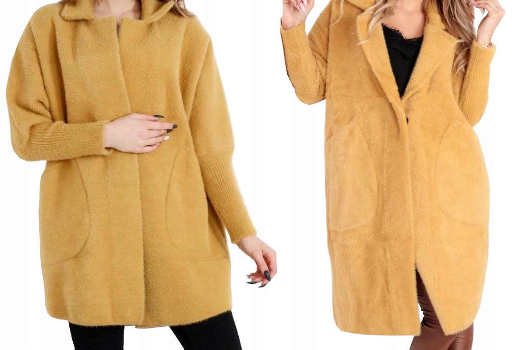 

Płaszcz Alpaka Długi Płaszczyk Wełna Kurtka XL