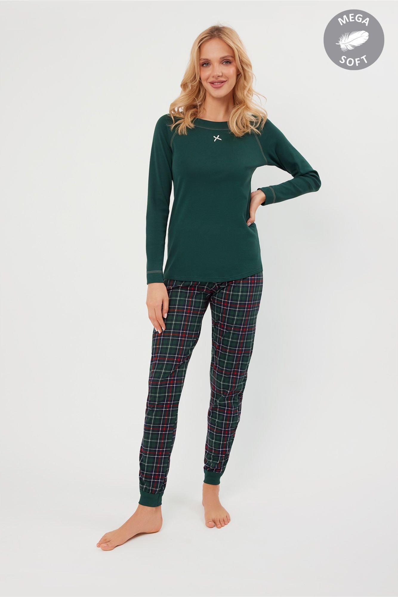 Pyžamo Foggia dl.rukáv zelená/potisk vel. XL Italian Fashion