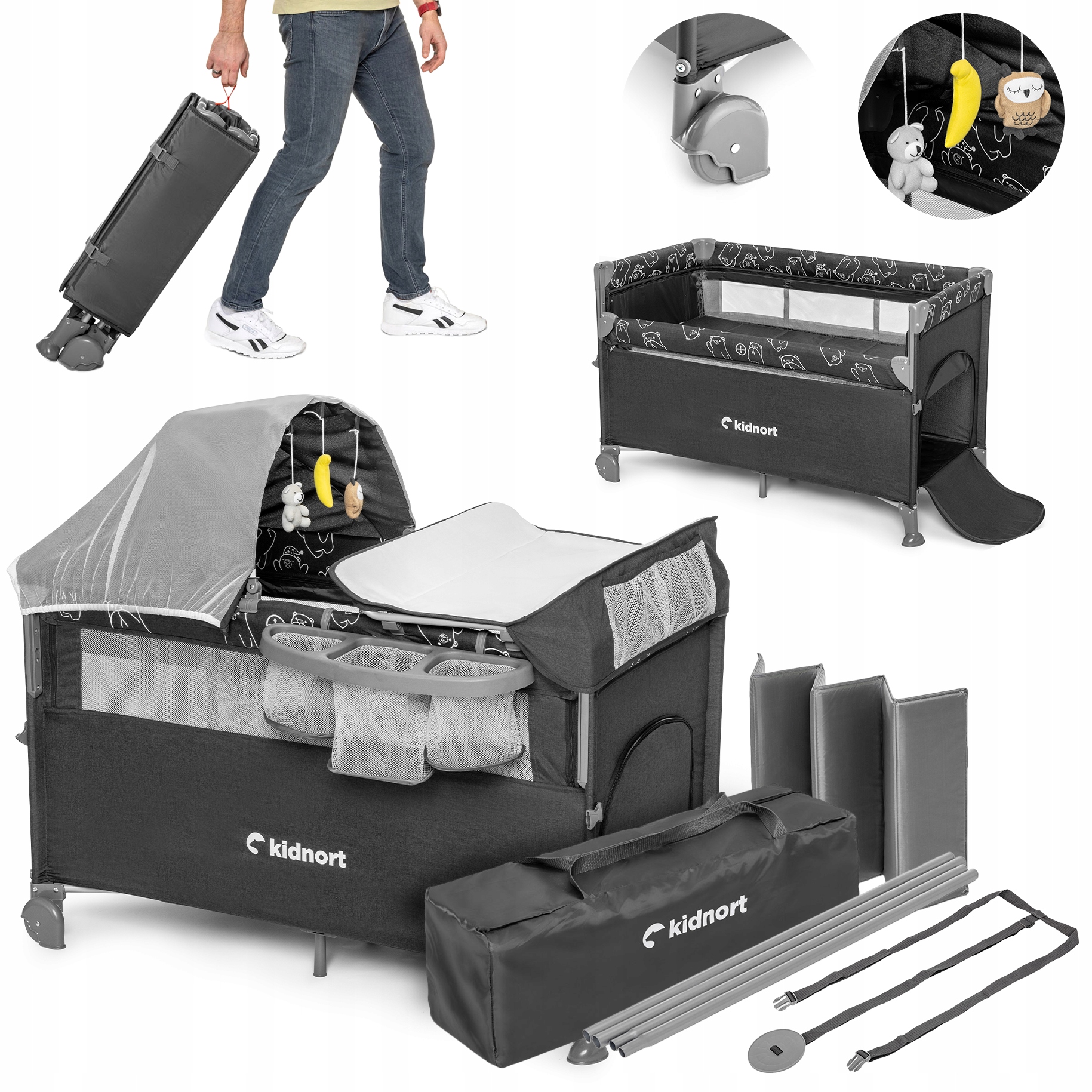 ŁÓŻECZKO TURYSTYCZNE SKŁADANE DOSTAWKA KOJEC AKCESORIA DASZEK STUGAN