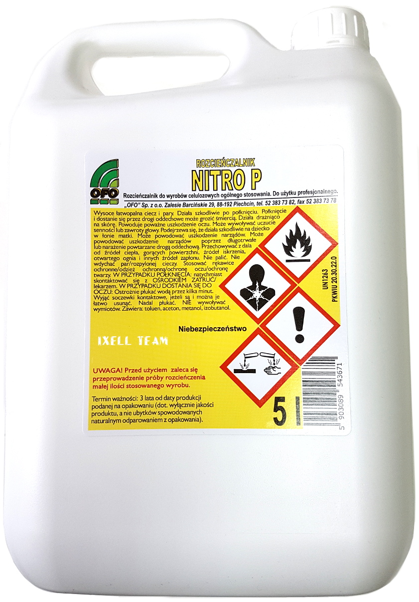 Rozpuszczalnik Rozcieńczalnik Nitro Ofo 5L Zmywacz, Odtłuszczacz