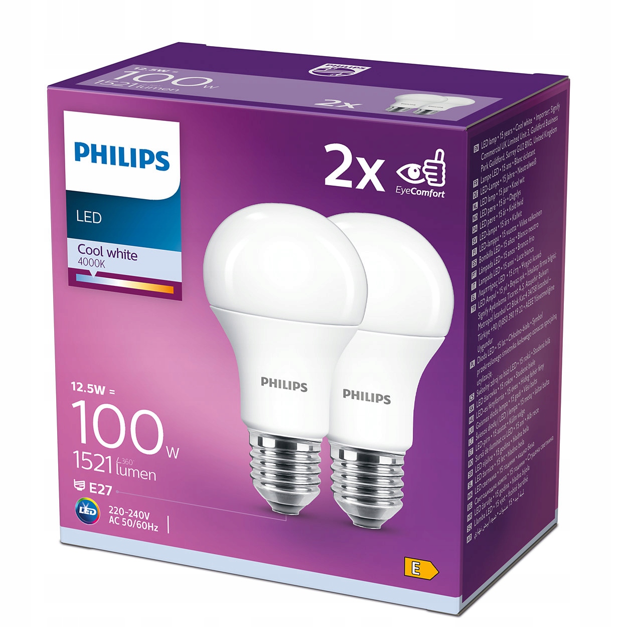 

Philips Zestaw 2x Żarówka Led E27 12,5W 4000K
