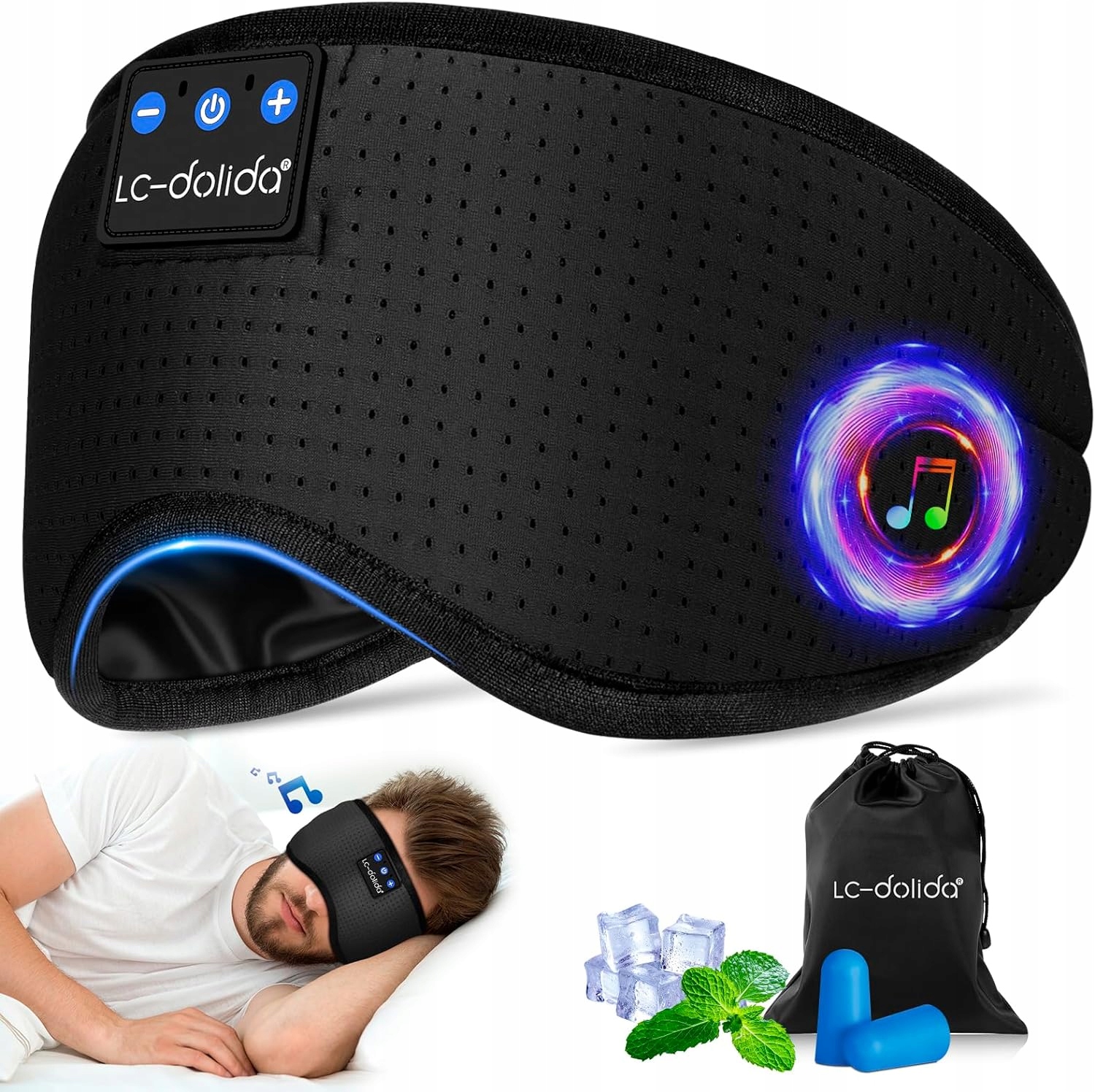 LC-dolida OPASKA MASKA NA OCZY DO SPANIA BLUETOOTH SŁUCHAWKI BEZPRZEWODOWE