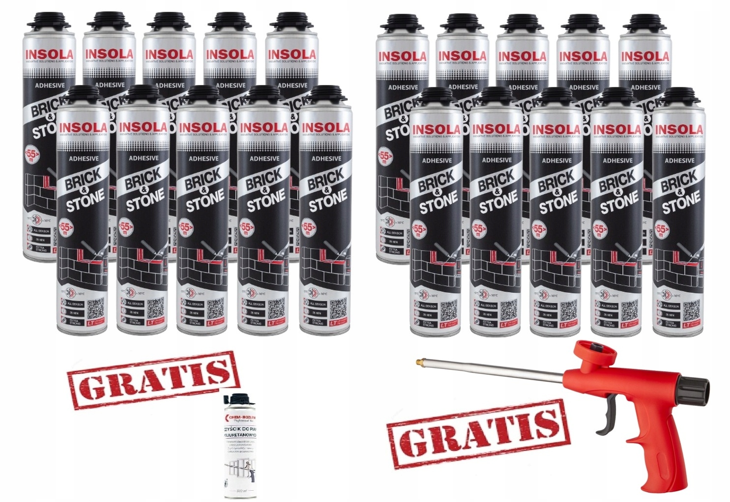 Pianoklej Do Murowania Insola Brick & Stone 850 gr Zestaw 20x do Bloczków