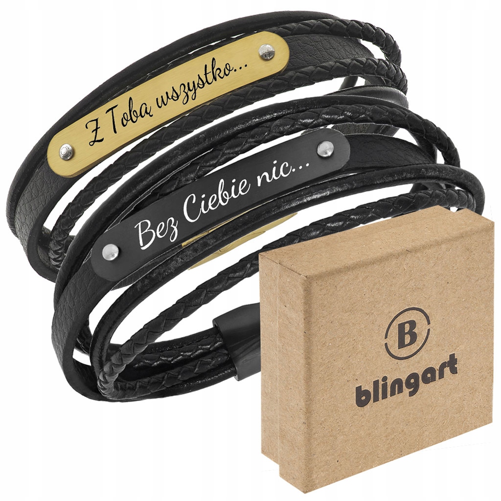 

Bransoletki dla Par skórzane czarna i złota