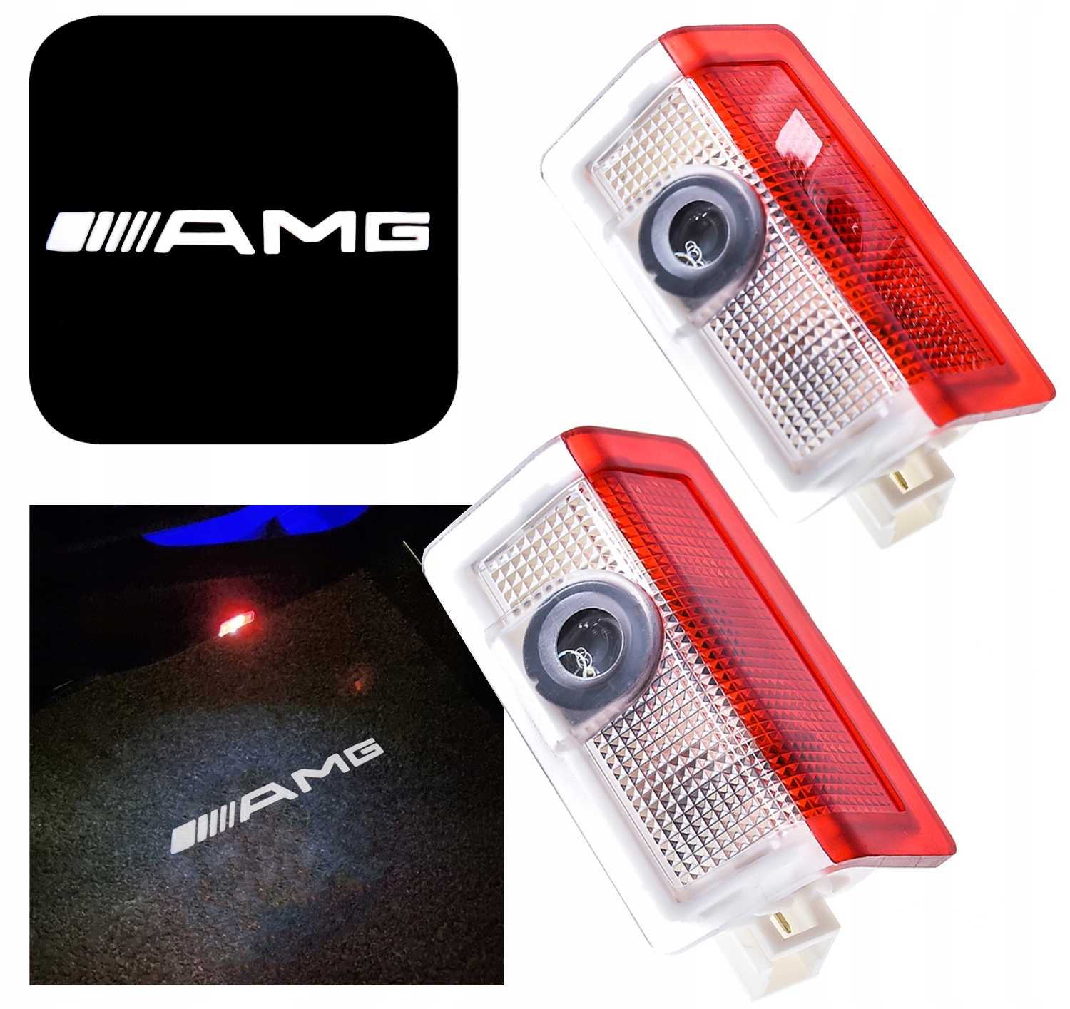 2x PROJEKTOR LED LOGO AMG MERCEDES KLASA A 45 C 43 C 63 E 63 GLA GLB GLC