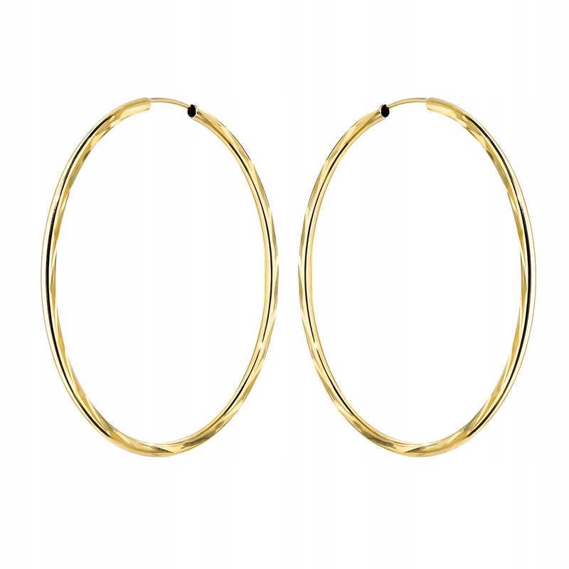 Zlaté Náušnice Dámské pr. 585 Diamantová kolečka Kolečka 40mm 14k