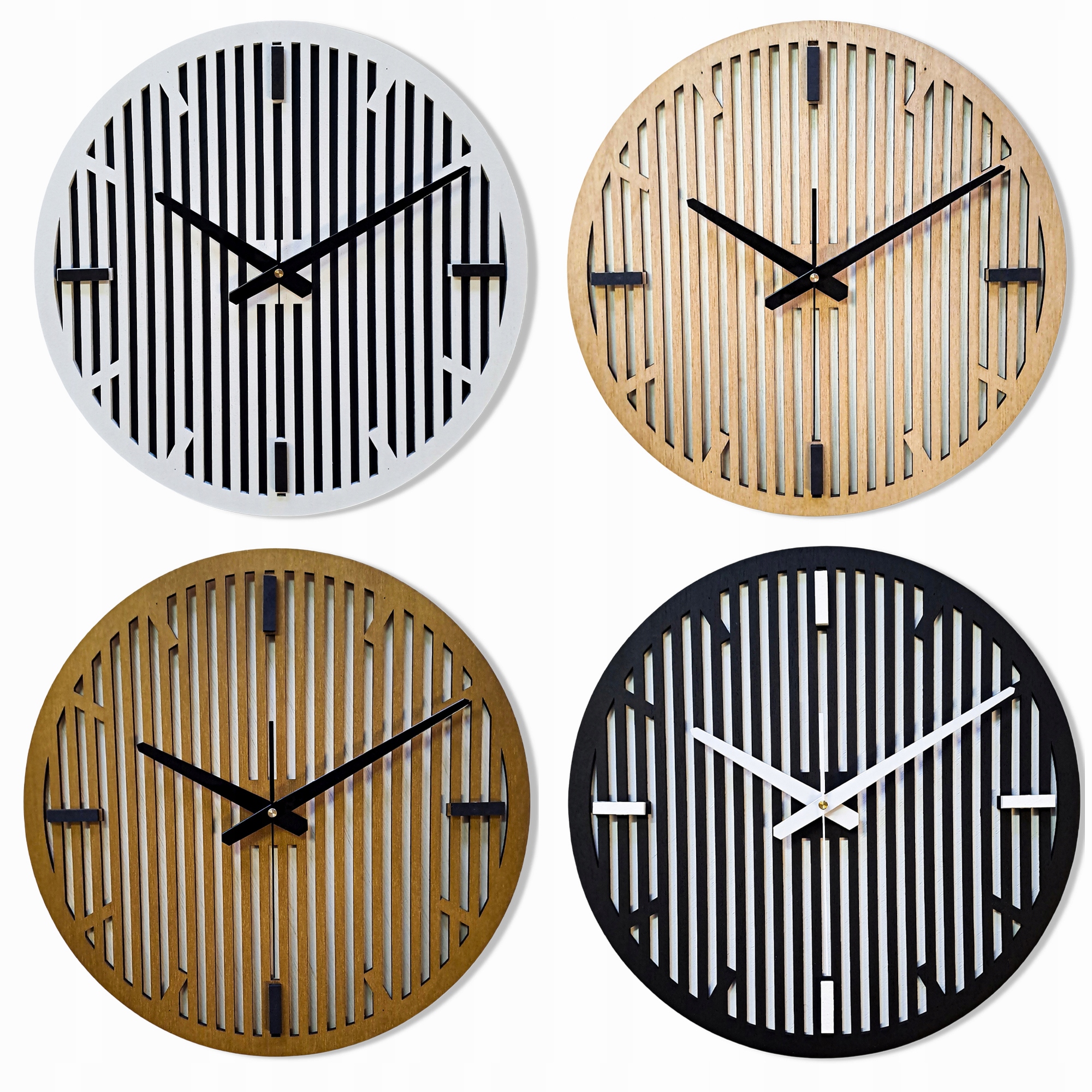 Velký, Moderní Nástěnný Hodinový Stroj, Dřevěný, Lamely, Loft, Do Obývacího Pokoje, Tichý, Dub