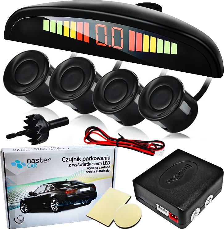 4 CZUJNIKI PARKOWANIA COFANIA LED LCD PARKTRONIC Waga produktu z opakowaniem jednostkowym 1 kg