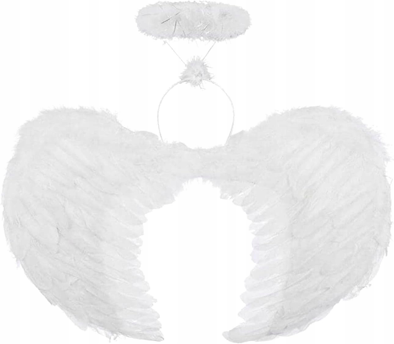 STRÓJ ANIOŁ ANIOŁEK SKRZYDŁA AUREOLA BIAŁY PIÓRA