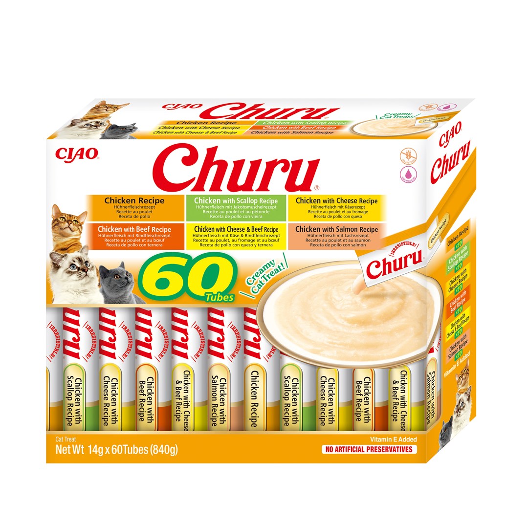 Levně Inaba Cat Churu Varieties kuřecí pro kočky pamlsek 60 x 14 g