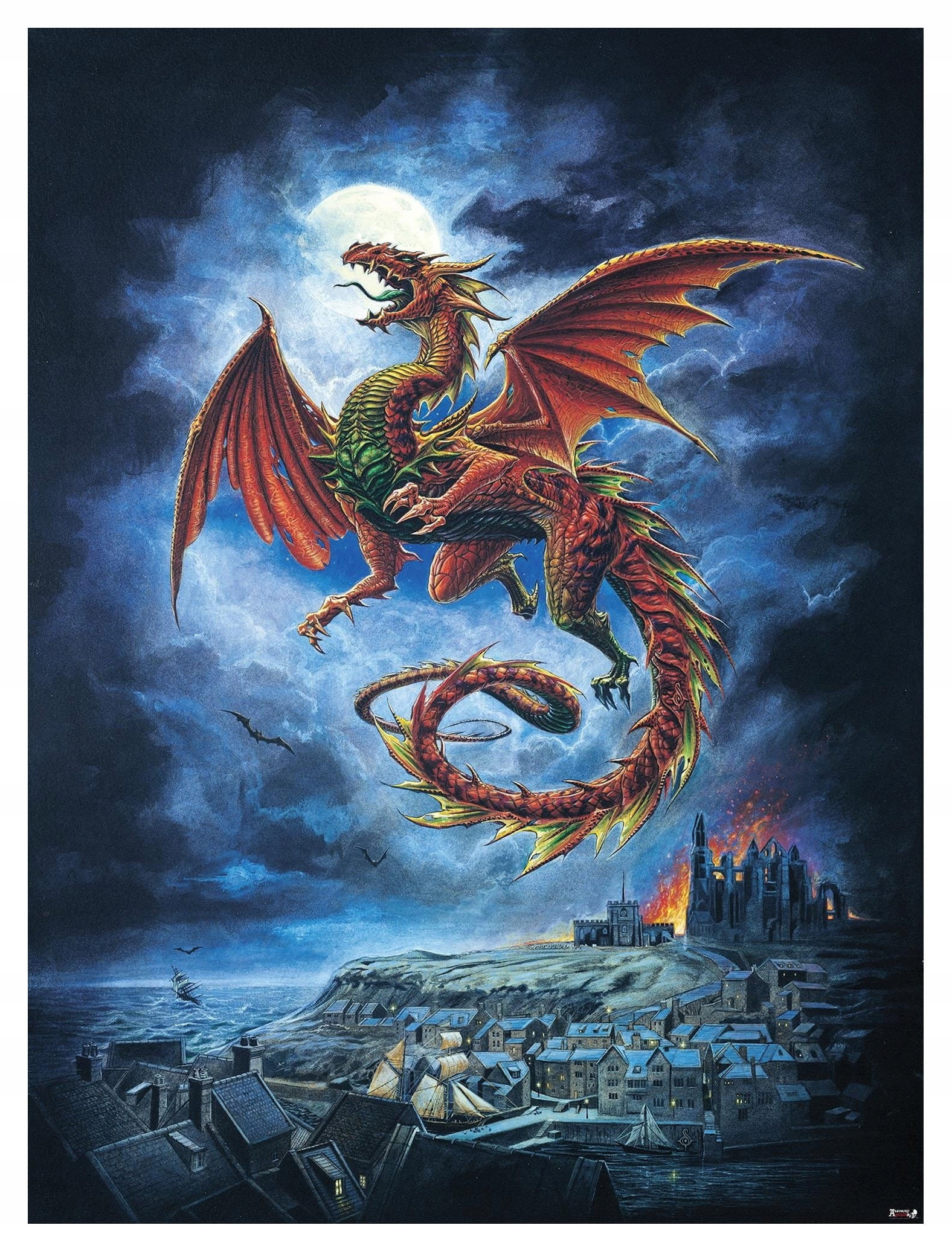 Fototapeta flizelina Drak Fantazie Noční bouře Epická bitva 184x254 lepidlo