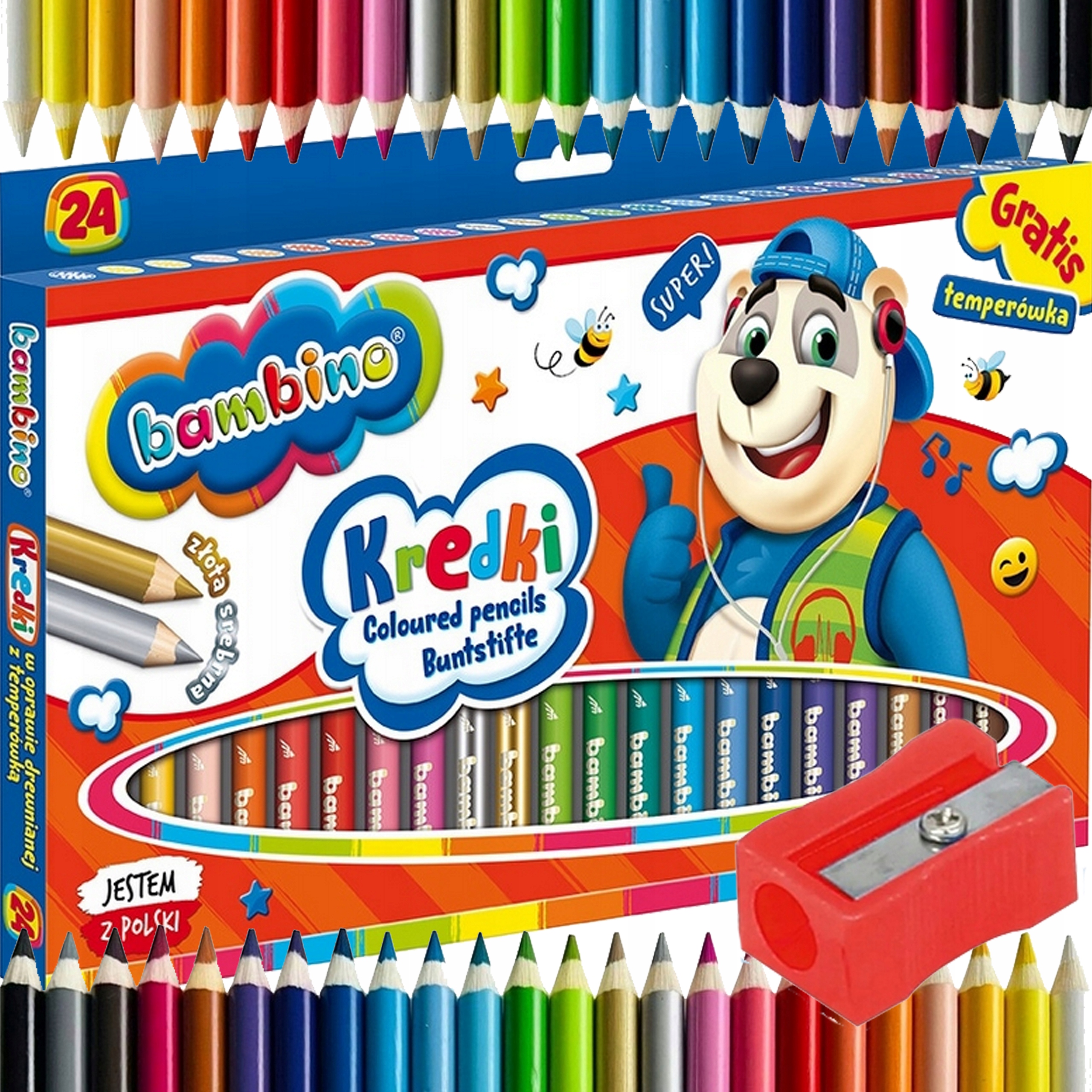BAMBINO KREDKI OŁÓWKOWE 24 KOLORÓW + TEMPERÓWKA