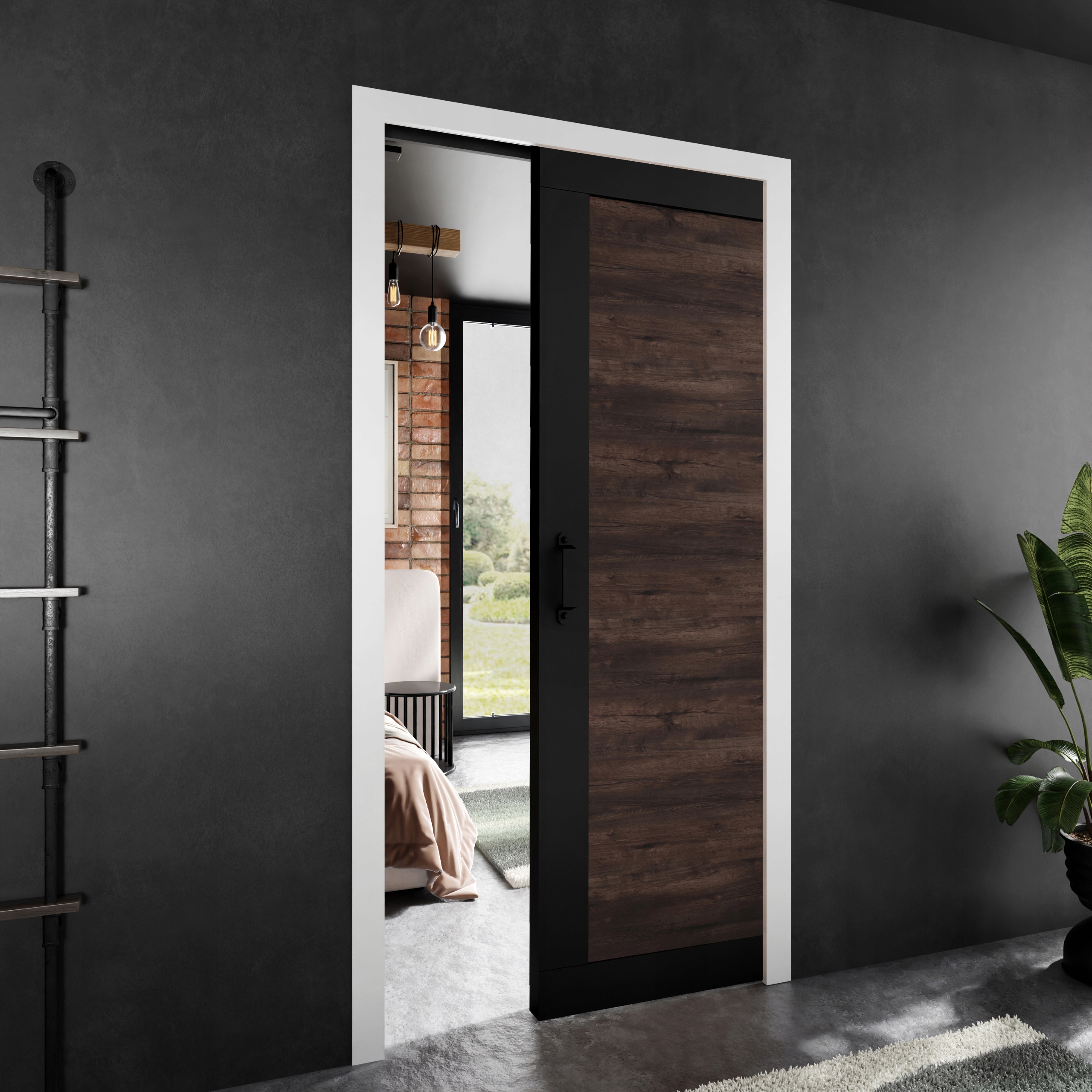 Posuvné dveře Stark Paladio 1 černá jasan tmavý 80 kazeta dveří