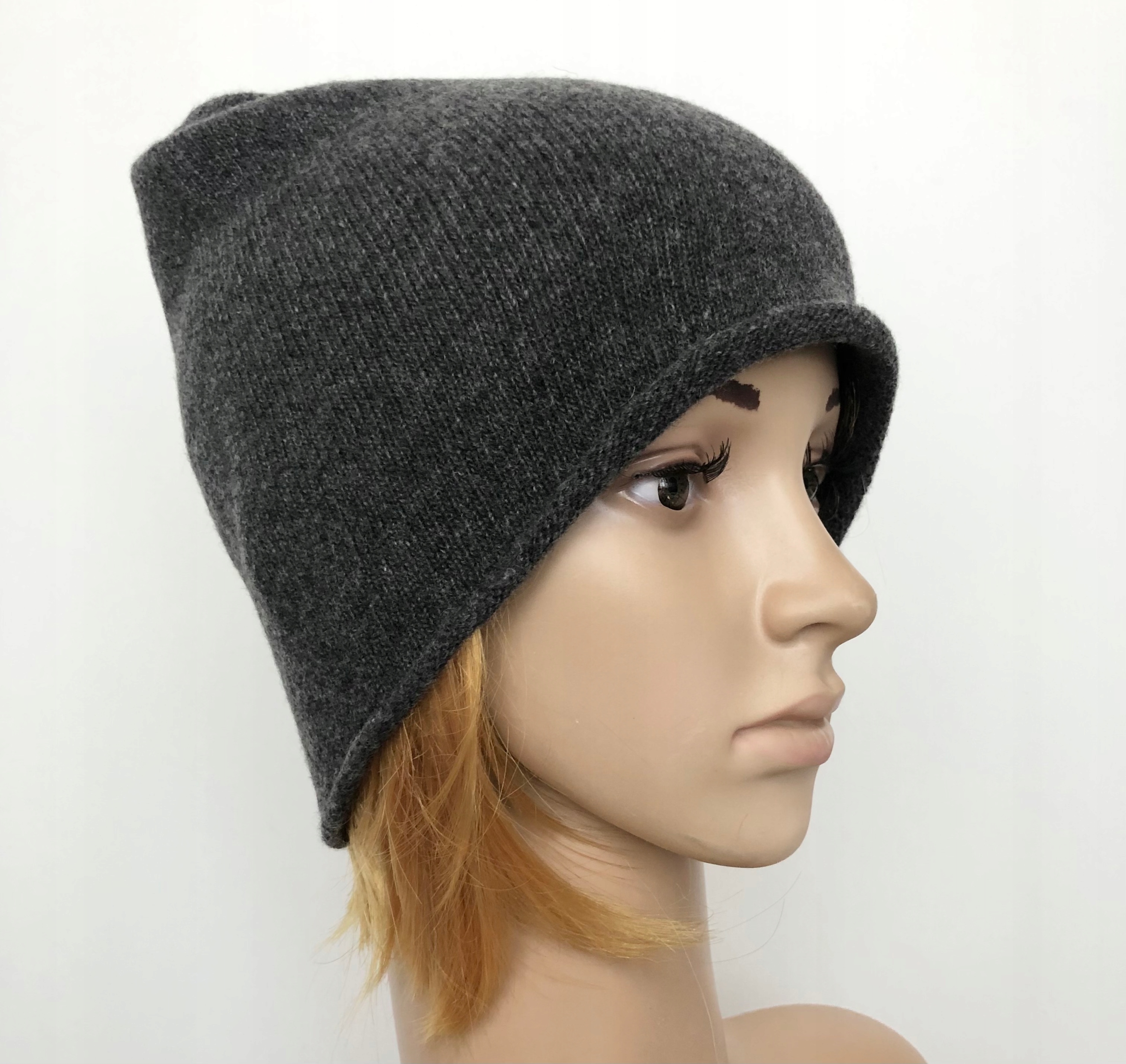 Wełniana czapka jesienna/zimowa, oversize, beanie Rozmiar uniwersalny