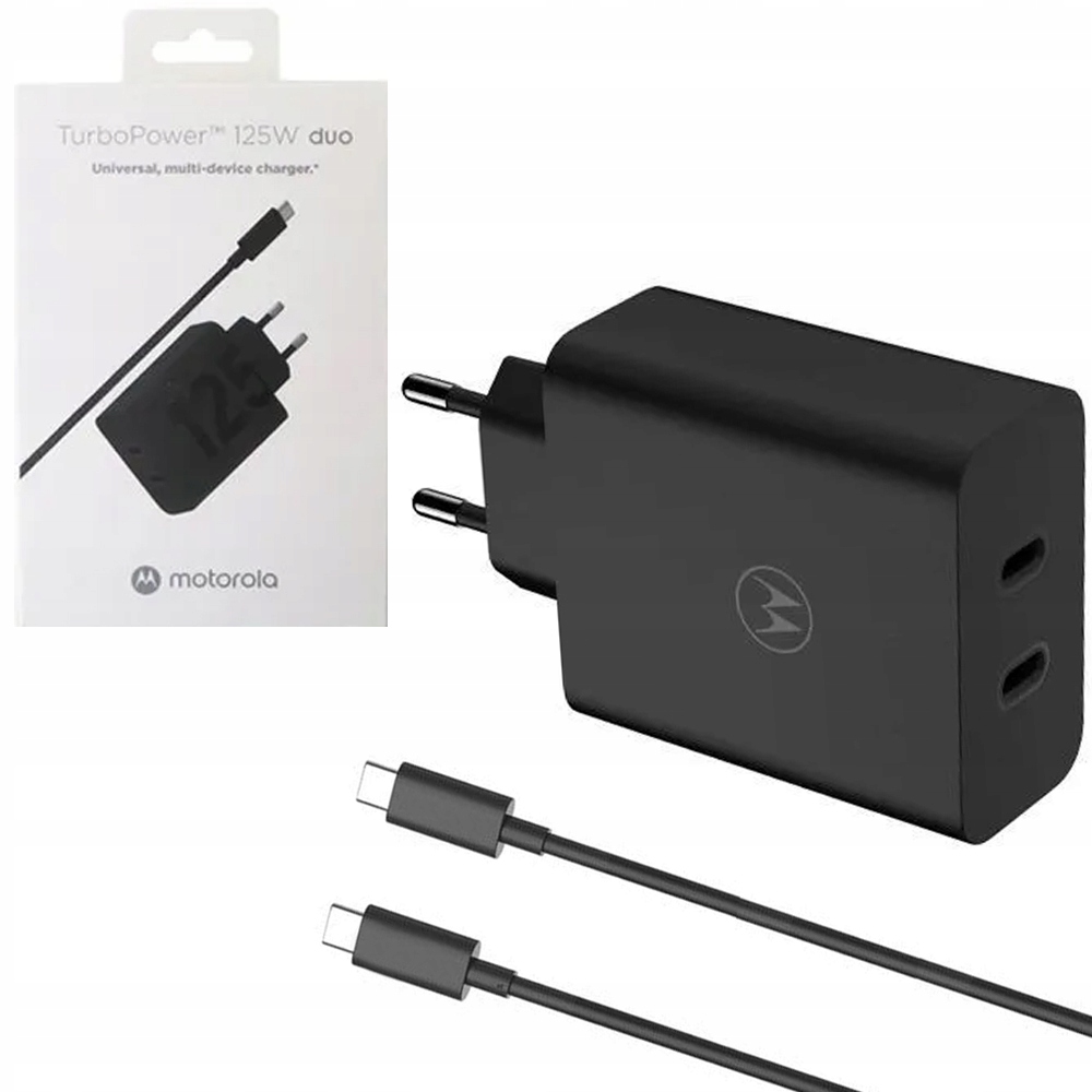 Originální nabíječka Motorola Turbopower 125W 2 porty Usb-c kabel