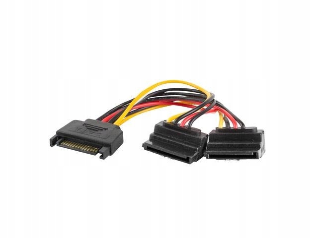 Kabel zasilający Lanberg Sata (M)-> 2x Sata (f) 90° 0,15m