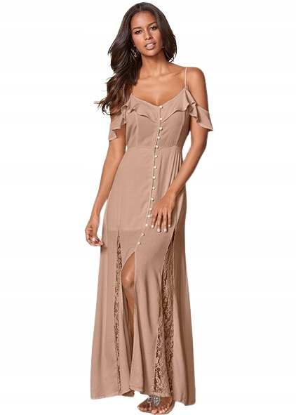 Dámské dlouhé šaty hnědé S